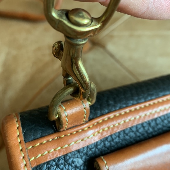 Dooney & Bourke USA Vintage Mini Calvary Crossbody Black/Tan Leather Purse - Picture 8 of 10